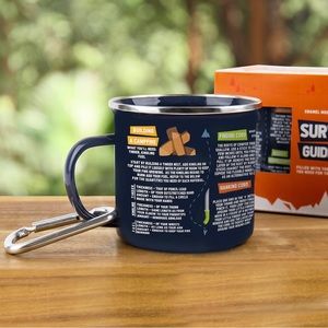 Survival Guide Enamel Mug Cup with Carabiner ~ Dark Blue by Gift Republic